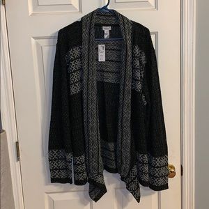 Avenue Black and Grey patterned Cardigan.